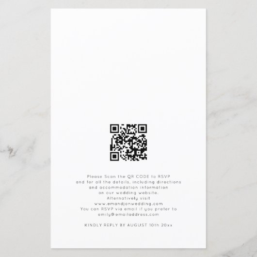 Einfaches Foto QR Code Hochzeitsempfang (Rückseite)