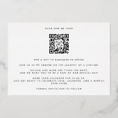 Einfaches Foto QR CODE Hochzeitsszenario speichern Folieneinladung (Rückseite)
