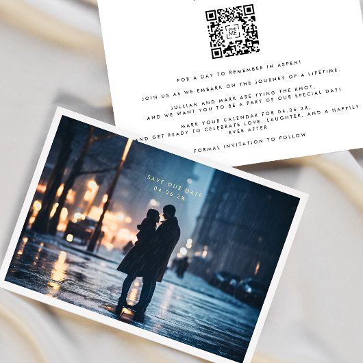 Einfaches Foto QR CODE Hochzeitsszenario speichern Folieneinladung
