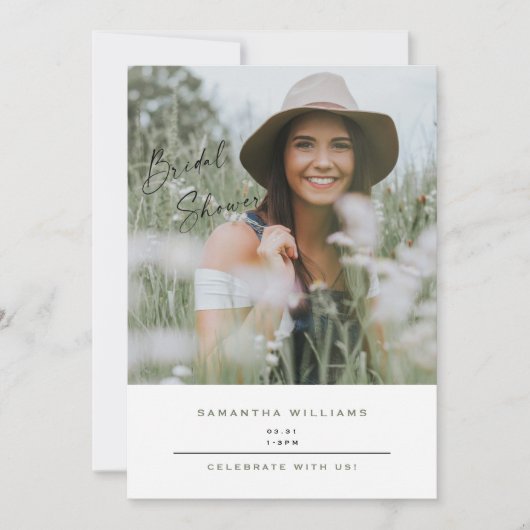 Einfaches Foto Sage Contemporary Brautparty Einladung (Vorderseite)