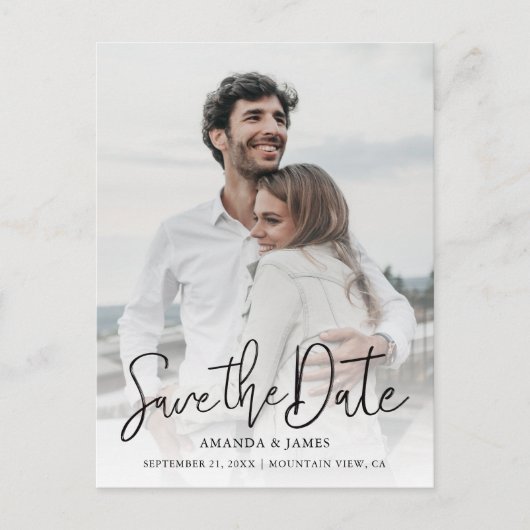 Einfaches Foto Save the Date Ankündigungspostkarte (Vorderseite)