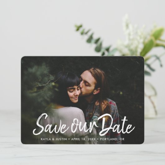 Einfaches Foto Save the Date für Hochzeiten (Stehend Vorderseite)