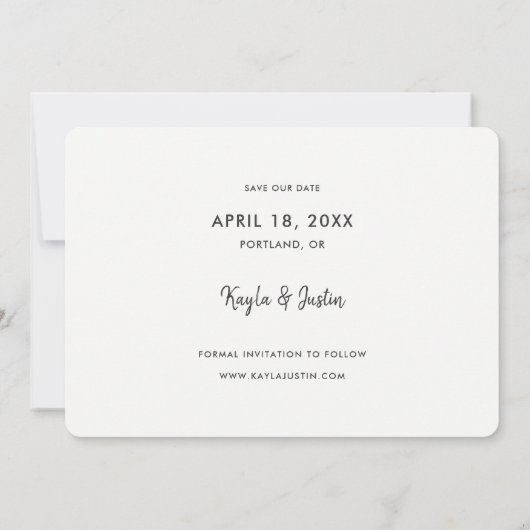 Einfaches Foto Save the Date für Hochzeiten (Rückseite)