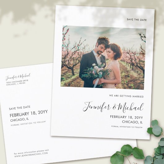 Einfaches Foto Save the Date Postkarte 2