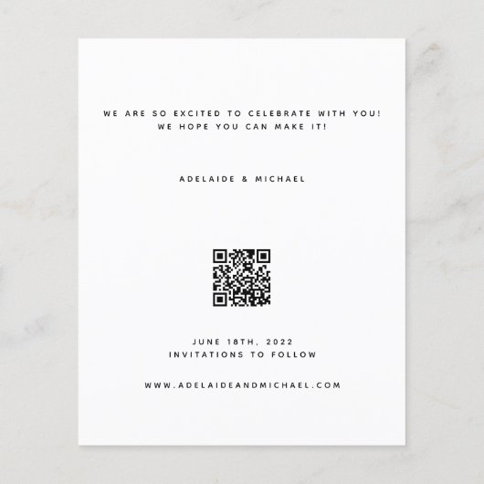 Einfaches Foto Save the Date QR-Kodex Flyer (Hinten)