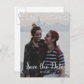 Einfaches Foto "Save the Date" vertikale Postkarte (Vorne/Hinten)
