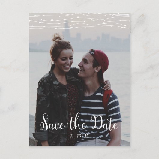 Einfaches Foto "Save the Date" vertikale Postkarte (Vorderseite)