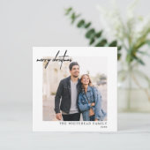 Einfaches Foto Schwarz Frohe Weihnachten Weiß (Stehend Vorderseite)