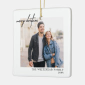 Einfaches Foto Schwarz Frohe Weihnachten Weiß Keramikornament (Links)