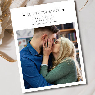 Einfaches Foto Schwarz-weiß Hochzeitstag speichern Ankündigungspostkarte