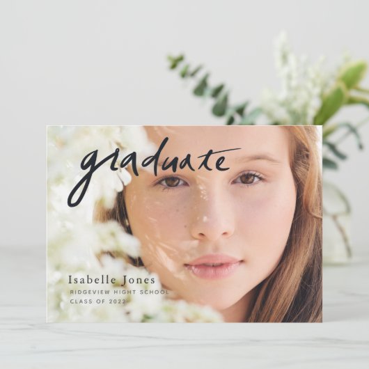 Einfaches Foto Script-Abschluss Einladung (Stehend Vorderseite)