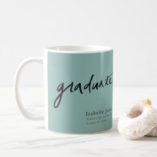 Einfaches Foto Script Aquamariner Abschluss Kaffeetasse (Mit Donut)