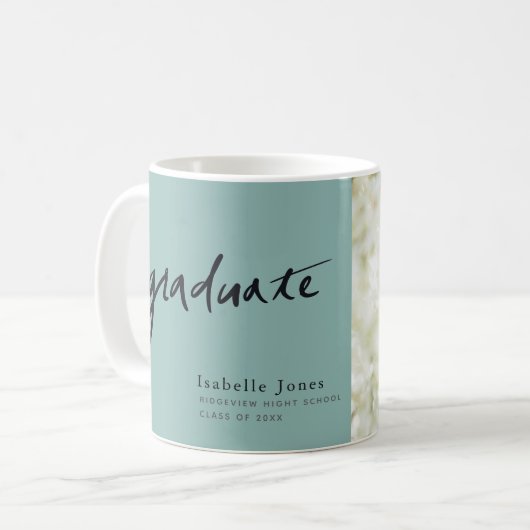 Einfaches Foto Script Aquamariner Abschluss Kaffeetasse (Vorderseite Links)