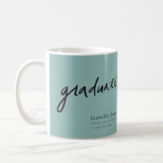 Einfaches Foto Script Aquamariner Abschluss Kaffeetasse (Links)