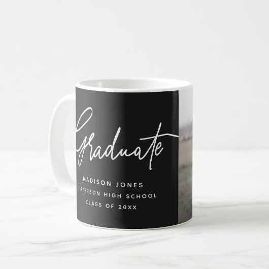 Einfaches Foto Script Black Abschluss Kaffeetasse (Vorderseite Links)