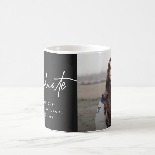 Einfaches Foto Script Black Abschluss Kaffeetasse (Mittel)