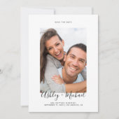 Einfaches Foto-Script-Marble-Hochzeit speichern Si Save The Date (Vorderseite)