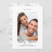 Einfaches Foto-Script-Marble-Hochzeit speichern Si Save The Date (Vorne/Hinten)