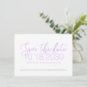 Einfaches Foto Script Orchid Save the Date Lila (Stehend Vorderseite)