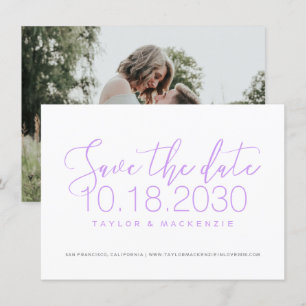 Einfaches Foto Script Orchid Save the Date Lila