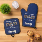 Einfaches Foto Skript Bester Vater je Ofenhandschuh & Topflappen-Set (Oben Unten)