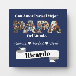 Einfaches Foto Skript Bester Vater je Spanisch Fotoplatte