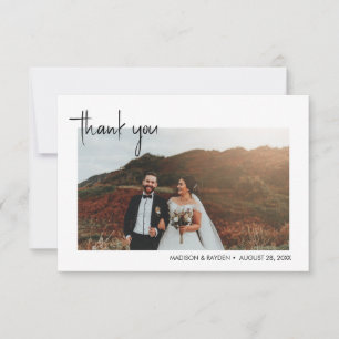 Einfaches Foto-Skript-Hochzeit Dankeskarte
