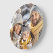 Einfaches Foto-Textüberlagern für Elegante Familie Große Wanduhr (Winkel)