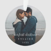 Einfaches Foto Unser erstes Weihnachtsfest Verlobt Ornament (Vorderseite)