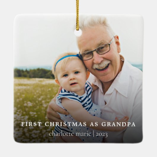 Einfaches Foto Weihnachten als Großvater Keramikornament (Rückseite)