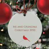 Einfaches Foto Winter Roter Kardinal Grüner Kranz Keramik Ornament