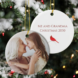 Einfaches Foto Winter Wasserfarben Roter Kardinal  Keramik Ornament