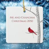 Einfaches Foto Winter Wasserfarben Roter Kardinal Keramikornament