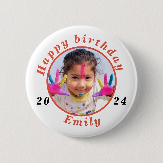 Einfaches Foto zum Geburtstag Button (Vorderseite)