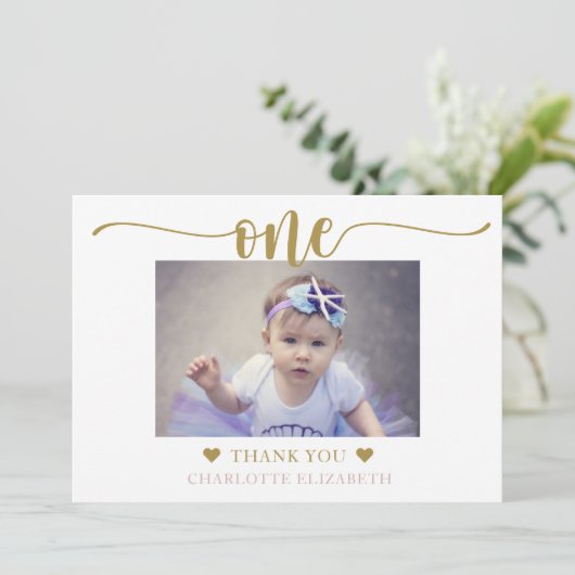 Einfaches Foto zum Geburtstag Dankeskarte (Stehend Vorderseite)