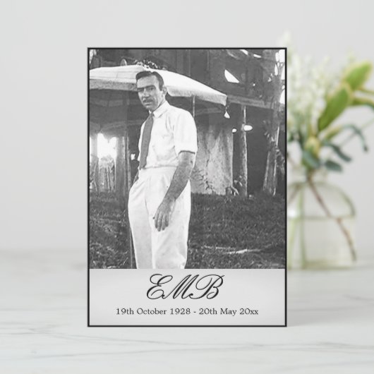 Einfaches Foto zur Beerdigung Einladung (Stehend Vorderseite)