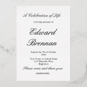 Einfaches Foto zur Beerdigung Folieneinladung (Rückseite)