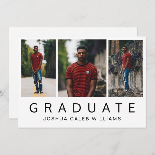 Einfaches FotoCollage Minimalistischer Abschluss Ankündigung (Vorne/Hinten)