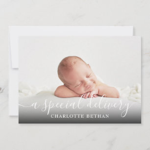 Einfaches Fotoskript Baby Mädchen Rosa Geburt Ankündigung