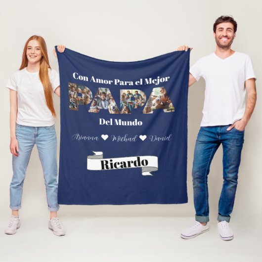 Einfaches Fotoskript Bester Vater überhaupt Spanis Fleecedecke (Beispiel)