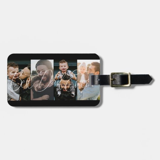 Einfaches Four-Collage Best Vater-Script Gepäckanhänger (Vorderseite horizontal)