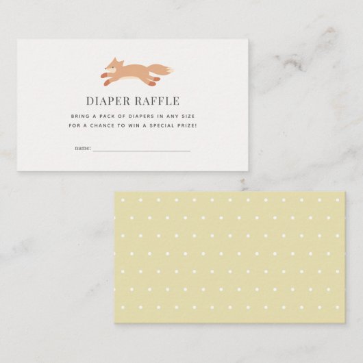 Einfaches Fox-Windeln-Raffelschein Begleitkarte (Vorne/Hinten)