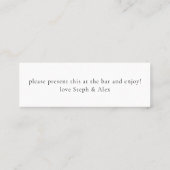 Einfaches, frisch verheiratetes Getränk Ticket (Rückseite)