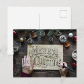 Einfaches Frohe Weihnachten Postkarte (Vorne/Hinten)