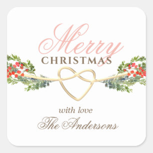 Einfaches Frohe Weihnachten Quadratischer Aufkleber
