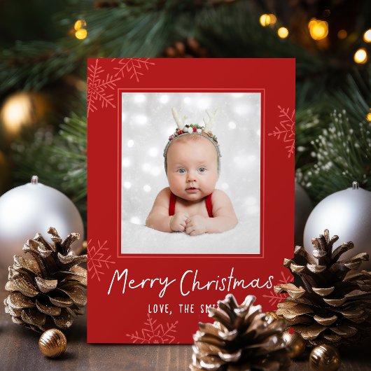Einfaches Frohe Weihnachten Schrift Schneeflocken