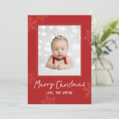 Einfaches Frohe Weihnachten Schrift Schneeflocken (Stehend Vorderseite)