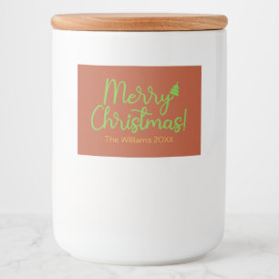 Einfaches Frohes Weihnachtsfest Rötlich-Braun Lebensmitteletikett