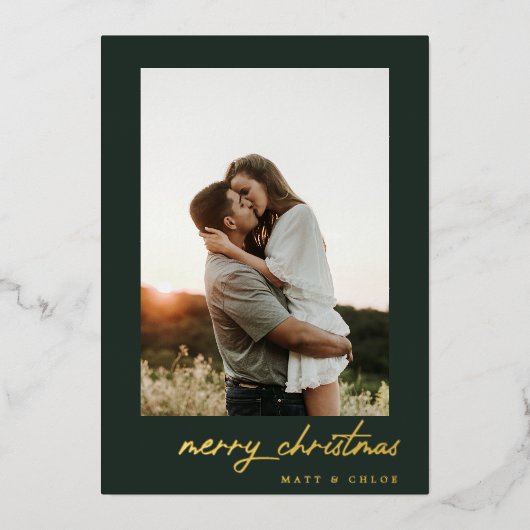 Einfaches fröhliches Weihnachts-Foto Folien Feiertagskarte (Vorderseite)