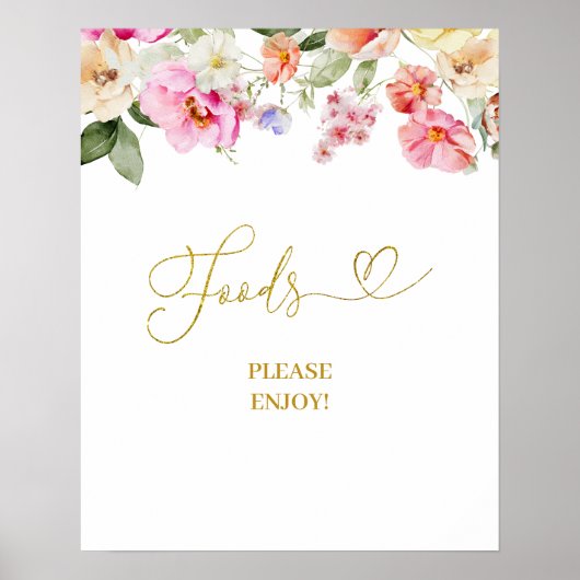 Einfaches Frühlings-Blumen-Party-Schild für Essen Poster (Vorne)